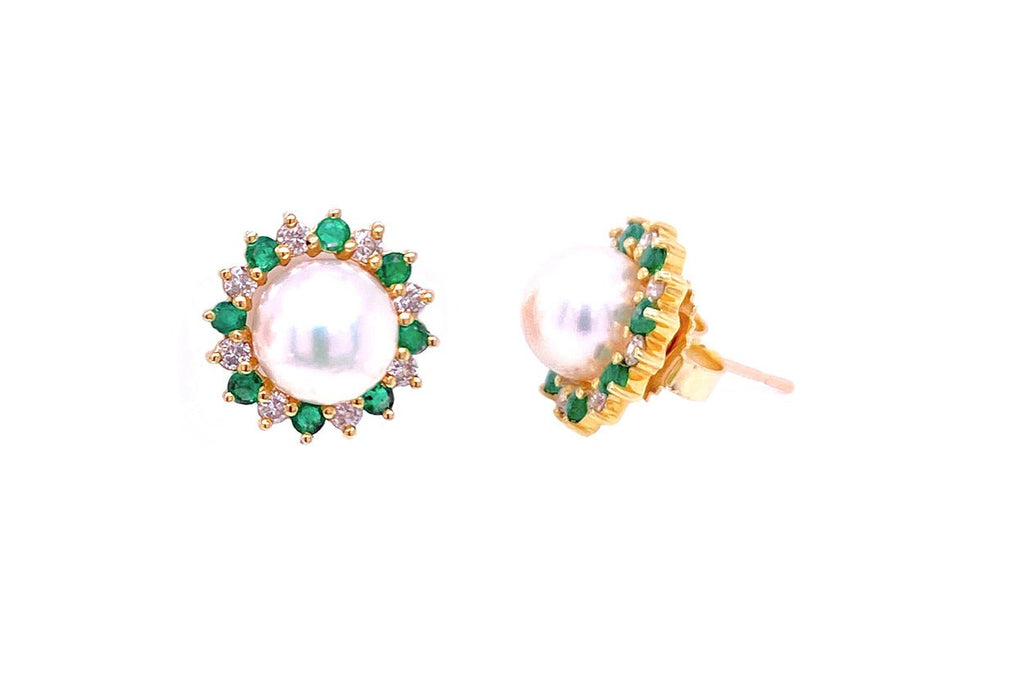 Earrings 14kt Fresh Water Pearls & Detachable Halo - Albert Hern Fine Jewelry