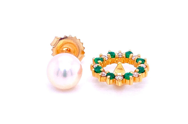 Earrings 14kt Fresh Water Pearls & Detachable Halo - Albert Hern Fine Jewelry