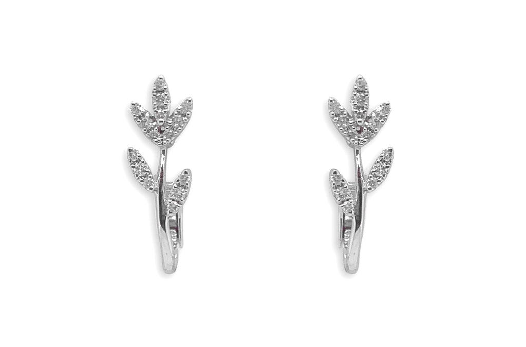 Earrings 14kt Gold Alstroemeria Flowers & Diamonds - Albert Hern Fine Jewelry