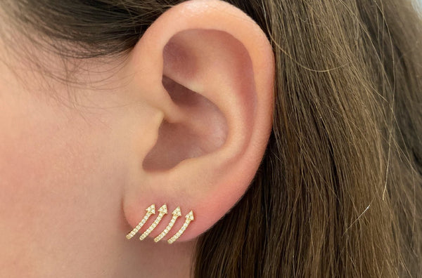 Earrings 14kt Gold Arrows Lobe Studs - Albert Hern Fine Jewelry