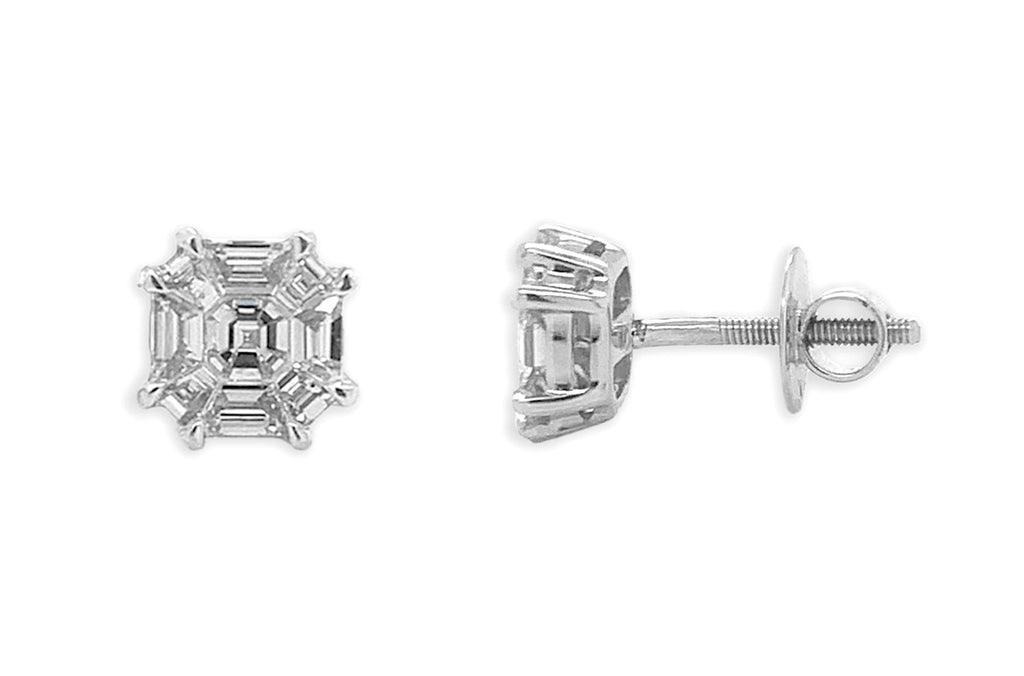 Earrings 14kt Gold Asscher Diamonds I VS 0.87 carats - Albert Hern Fine Jewelry