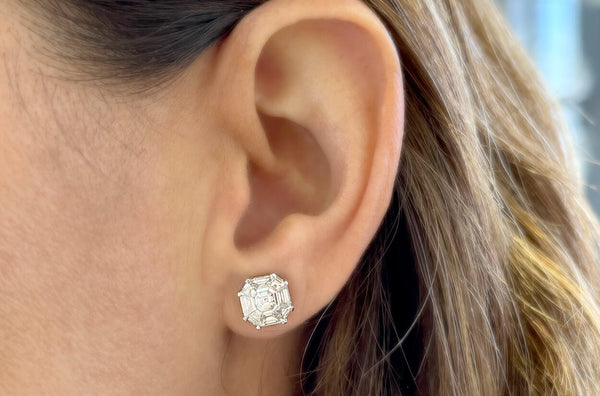 Earrings 14kt Gold Asscher Diamonds I VS 1.50 carats - Albert Hern Fine Jewelry