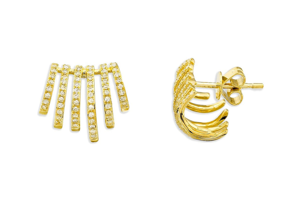 Earrings 14kt Gold Cage Lobe Studs & Diamonds - Albert Hern Fine Jewelry