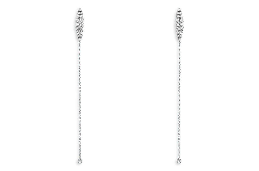 Earrings 14kt Gold Diamonds and Long Chain Drop - Albert Hern Fine Jewelry