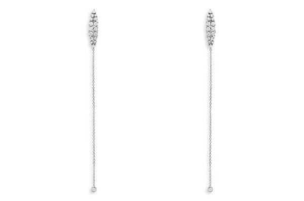 Earrings 14kt Gold Diamonds and Long Chain Drop - Albert Hern Fine Jewelry