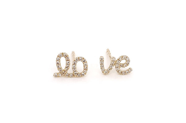 Earrings 14kt Gold & Diamonds LOVE - Albert Hern Fine Jewelry