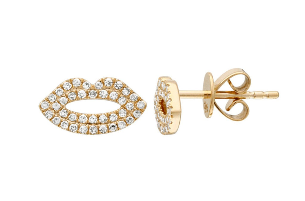 Earrings 14kt Gold & Diamonds Mouth - Albert Hern Fine Jewelry