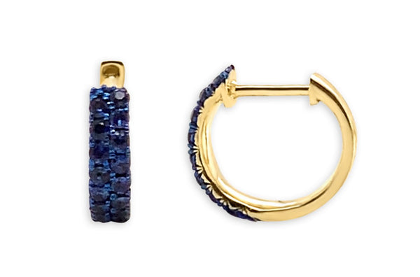 Earrings 14kt Gold Double Row Huggies Gemstones & Color Plating - Albert Hern Fine Jewelry