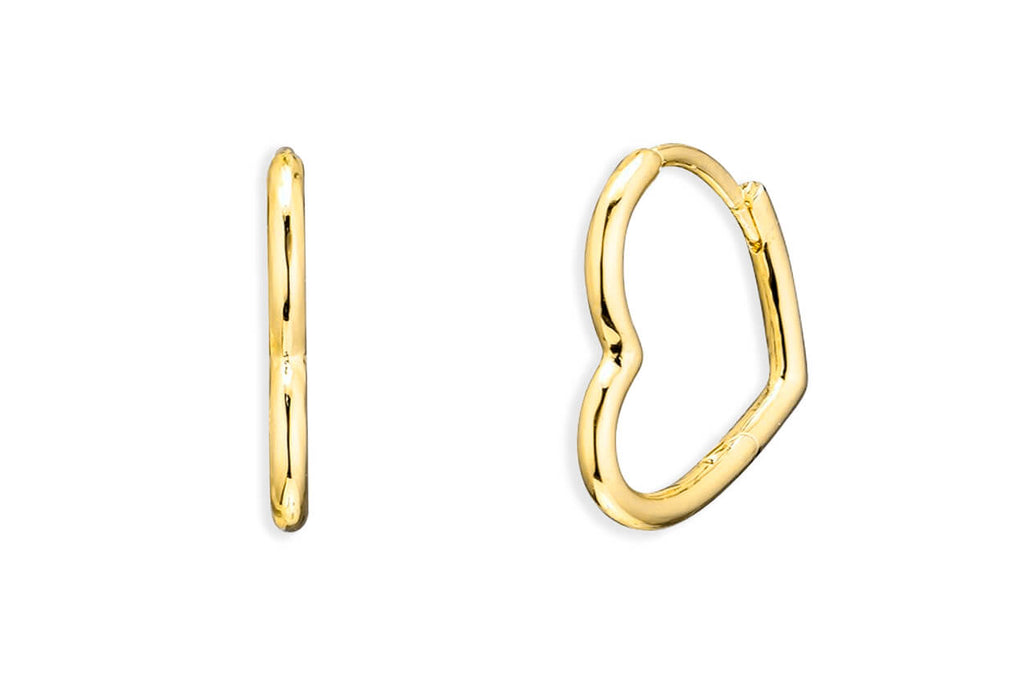 Earrings 14kt Gold Heart Shape Solid Hoops - Albert Hern Fine Jewelry