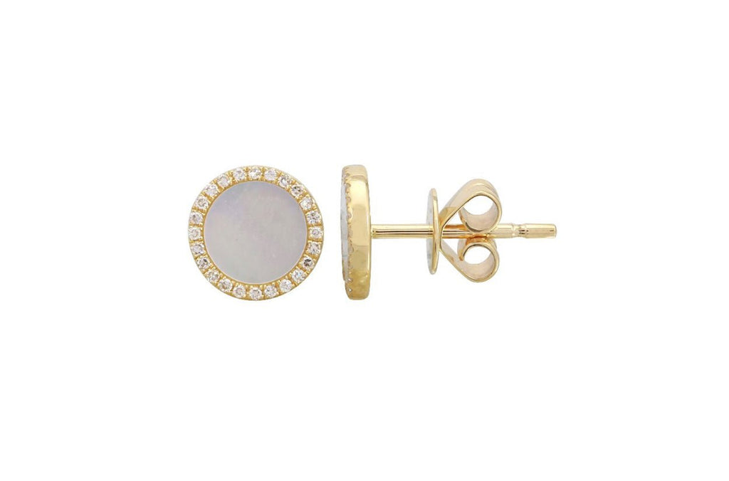 Earrings 14kt Gold Mother Pearl & Diamonds - Albert Hern Fine Jewelry