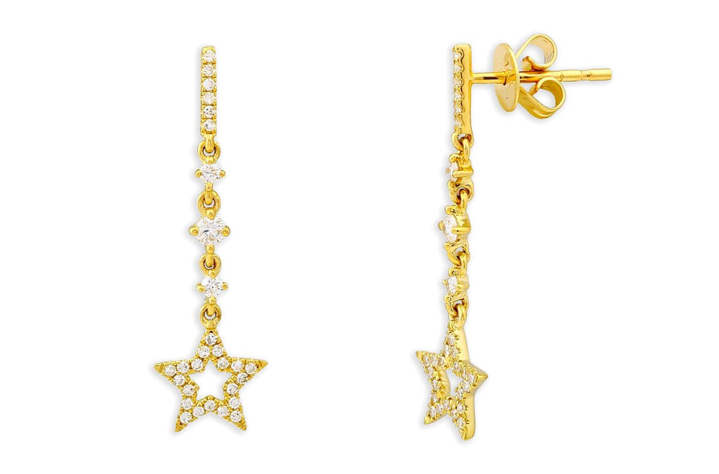 Earrings 14kt Gold Open Stars & Diamonds Stud - Albert Hern Fine Jewelry