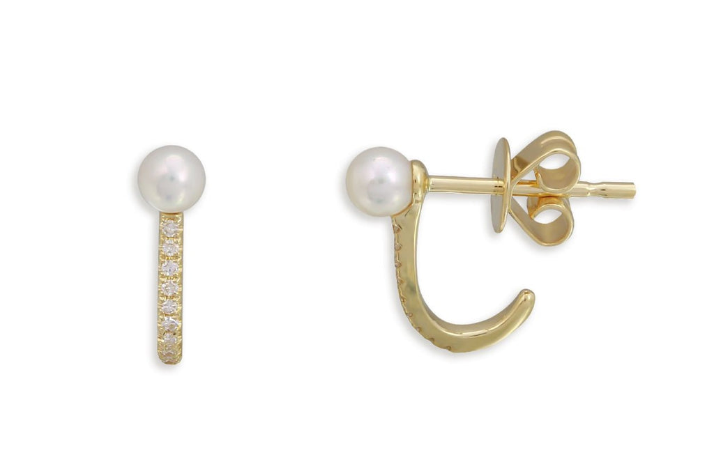 Earrings 14kt Gold Pearl Lobe Studs & Diamonds - Albert Hern Fine Jewelry