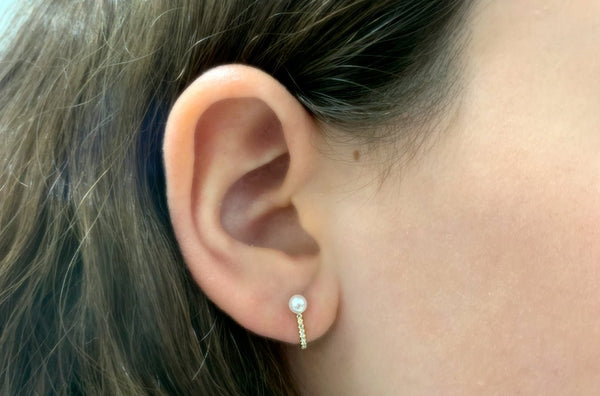 Earrings 14kt Gold Pearl Lobe Studs & Diamonds - Albert Hern Fine Jewelry