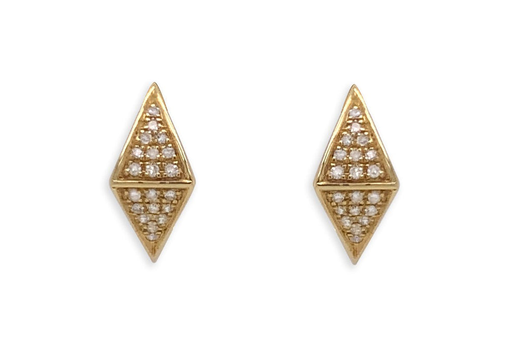 Earrings 14kt Gold Reversed Double Triangle Huggies & Diamonds - Albert Hern Fine Jewelry