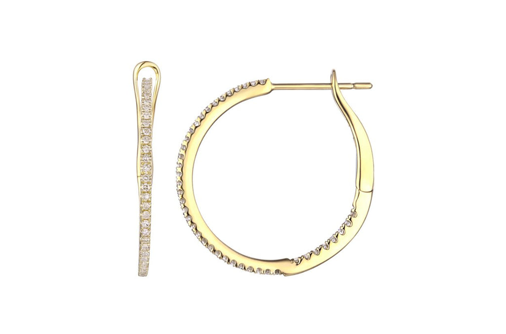Earrings 14kt Gold Round Hoops & Diamonds - Albert Hern Fine Jewelry