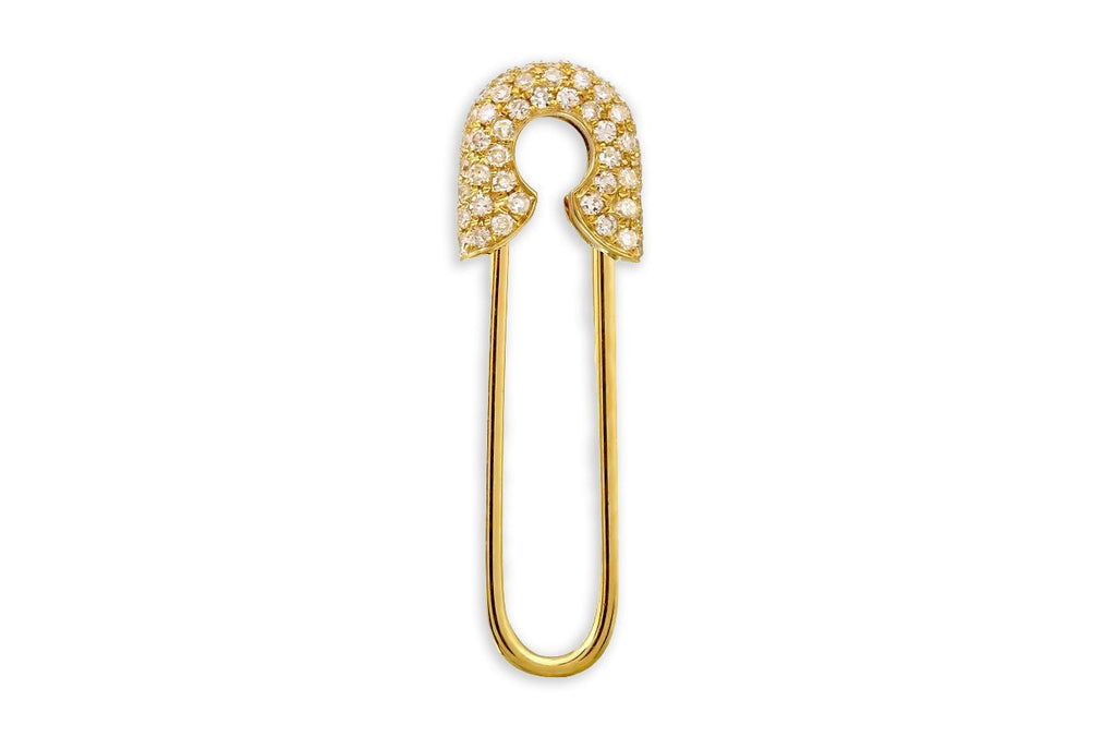 Earrings 14kt Gold Safety Pin & Diamonds - Albert Hern Fine Jewelry