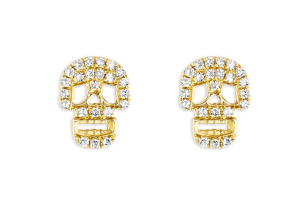 Earrings 14kt Gold Skulls & Diamonds Studs - Albert Hern Fine Jewelry