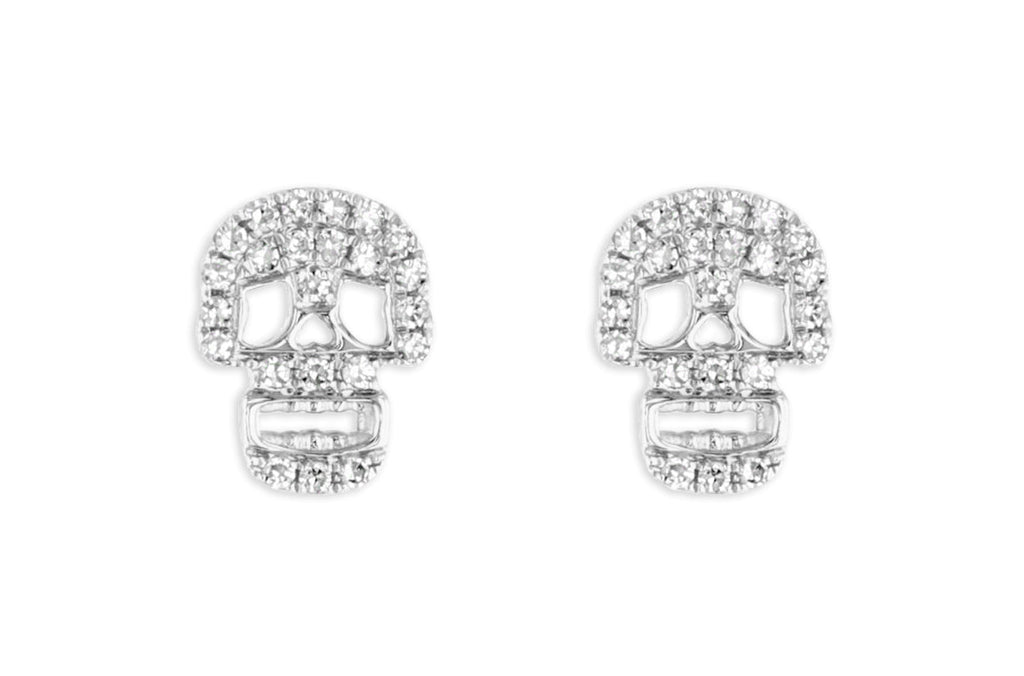 Earrings 14kt Gold Skulls & Diamonds Studs - Albert Hern Fine Jewelry