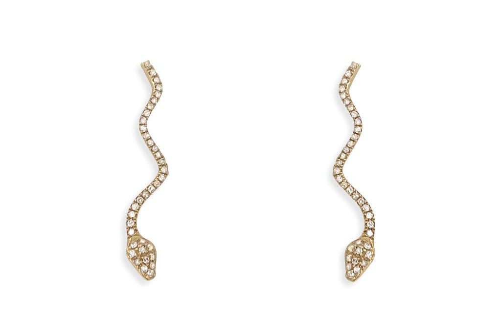 Earrings 14kt Gold Snake Drop & Diamonds - Albert Hern Fine Jewelry