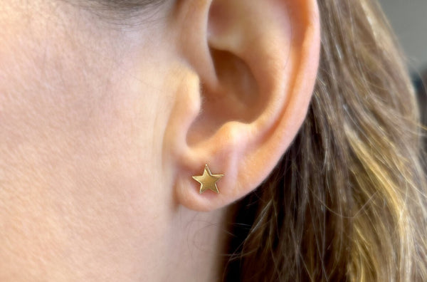 Earrings 14kt Gold Solid Stars Stud - Albert Hern Fine Jewelry