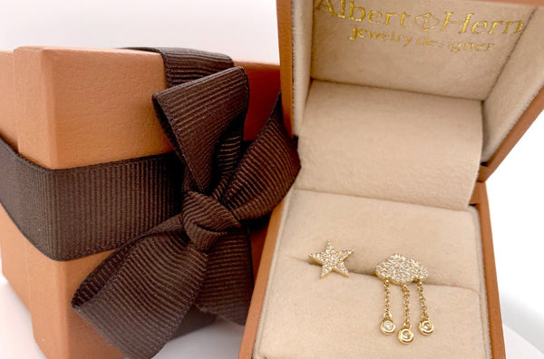 Earrings 14kt Gold Star & Cloud Studs - Albert Hern Fine Jewelry