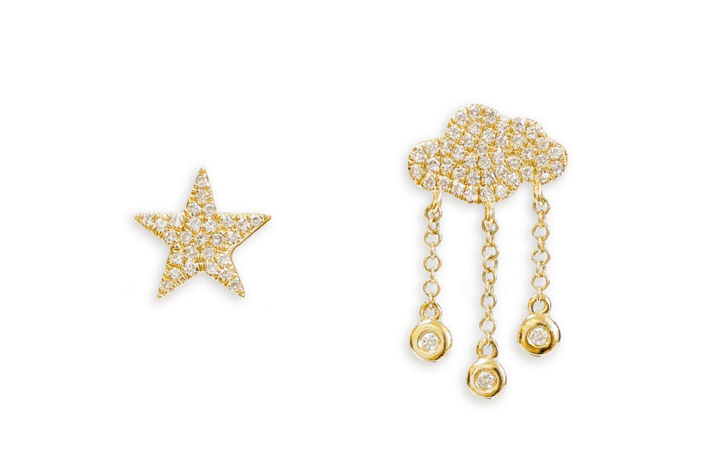 Earrings 14kt Gold Star & Cloud Studs - Albert Hern Fine Jewelry