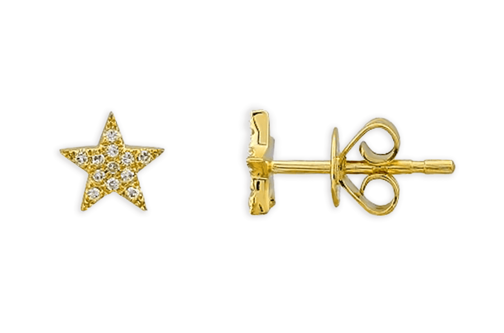 Earrings 14kt Gold Stars & Diamonds - Albert Hern Fine Jewelry