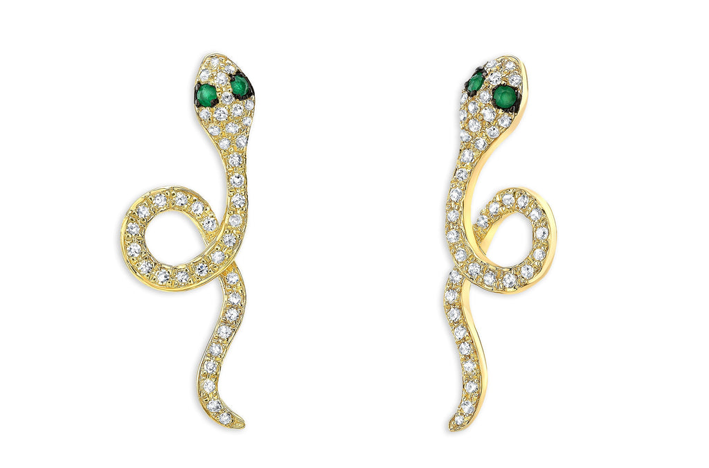 Earrings 14kt Hook Snakes & Diamonds - Albert Hern Fine Jewelry