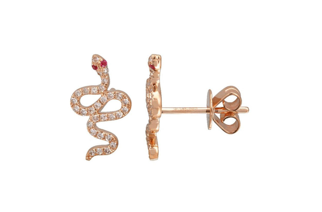 Earrings 14kt Stud Snakes & Diamonds - Albert Hern Fine Jewelry