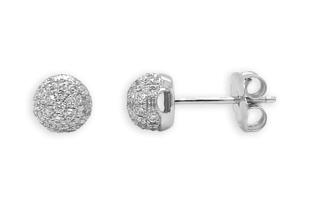 Earrings 18kt Gold 0.43 cts Diamonds Ball Studs - Albert Hern Fine Jewelry