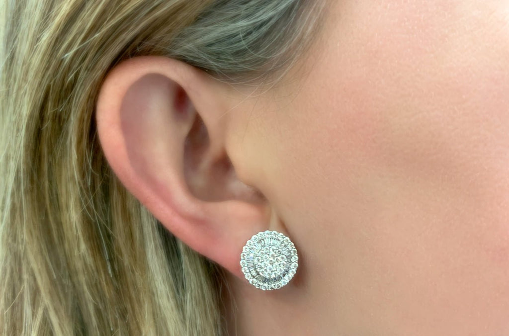 Earrings 18kt Gold Baguette & Round Diamonds - Albert Hern Fine Jewelry
