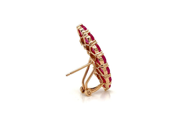 Earrings 18kt Gold Climbers Pear Rubies with Diamonds - Albert Hern Fine Jewelry