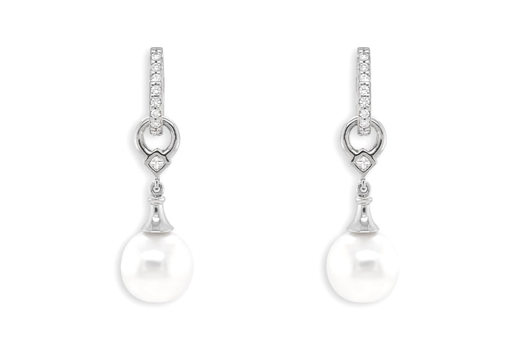 Earrings 18kt Gold Detachable Pearls & Diamonds Drop - Albert Hern Fine Jewelry