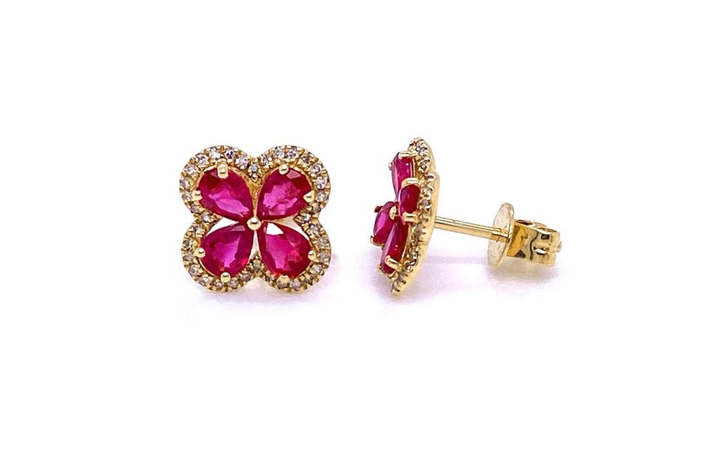 Earrings Flowers 4 petals in 18kt Gold | Albert Hern Fine Jewelry