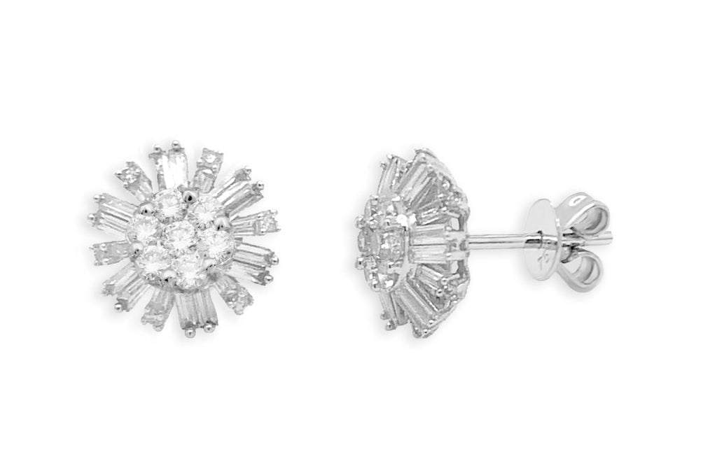 Earrings 18kt Gold Flowers & Diamonds Clusters - Albert Hern Fine Jewelry