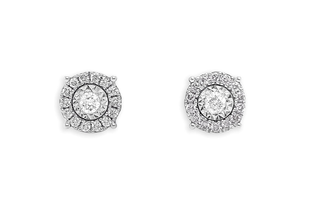 Earrings 18kt Gold Full Halo & Round Diamonds - Albert Hern Fine Jewelry