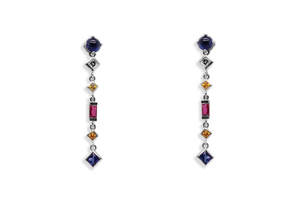 Earrings 18kt Gold Gemstone Drops & Diamonds - Albert Hern Fine Jewelry