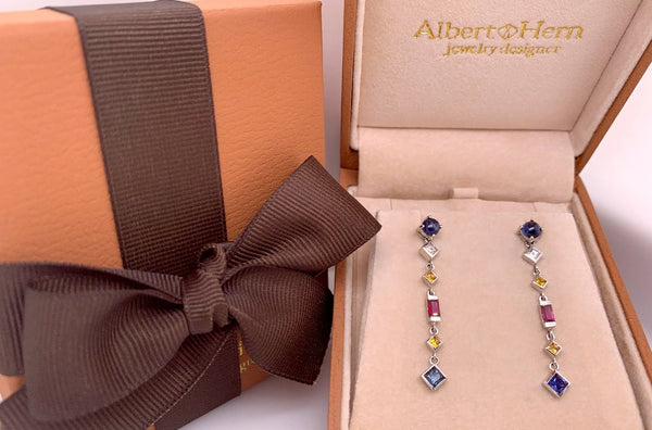 Earrings 18kt Gold Gemstone Drops & Diamonds - Albert Hern Fine Jewelry