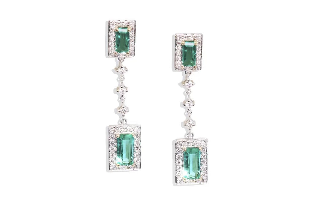 Earrings 18kt Gold GIA Emeralds & Diamonds | Albert Hern Fine Jewelry