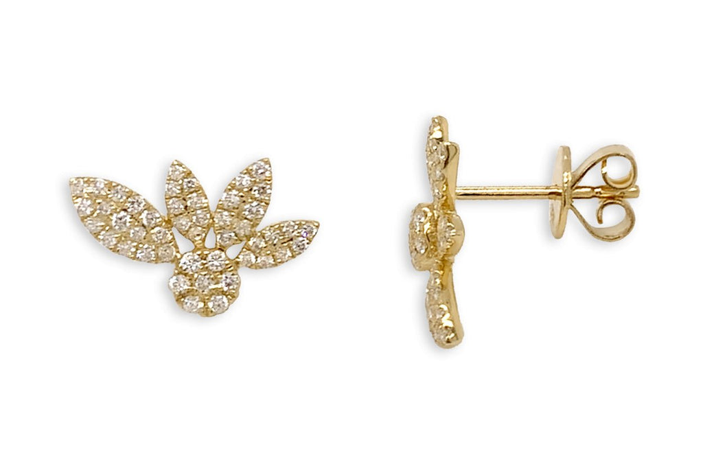 Earrings 18kt Gold Half Flower Diamonds Stud - Albert Hern Fine Jewelry