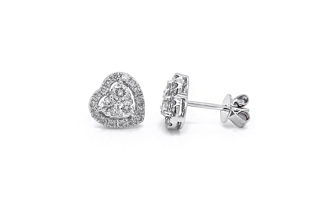 Earrings 18kt Gold Heart & Diamonds Stud | Albert Hern Fine Jewelry