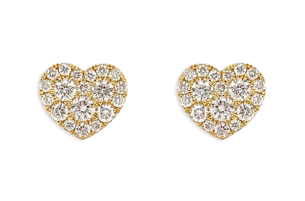 Earrings 18kt Gold Hearts & Diamonds Studs - Albert Hern Fine Jewelry
