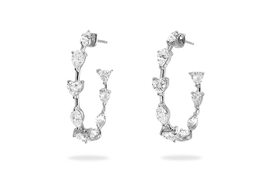 Earrings 18kt Gold Hoops with Mixed Diamonds - Albert Hern Fine Jewelry