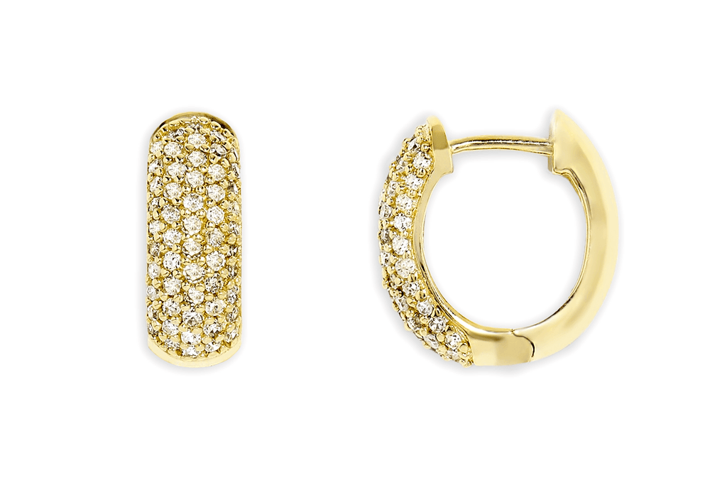 Earrings 18kt Gold Huggies & 5-Row Diamonds - Albert Hern Fine Jewelry