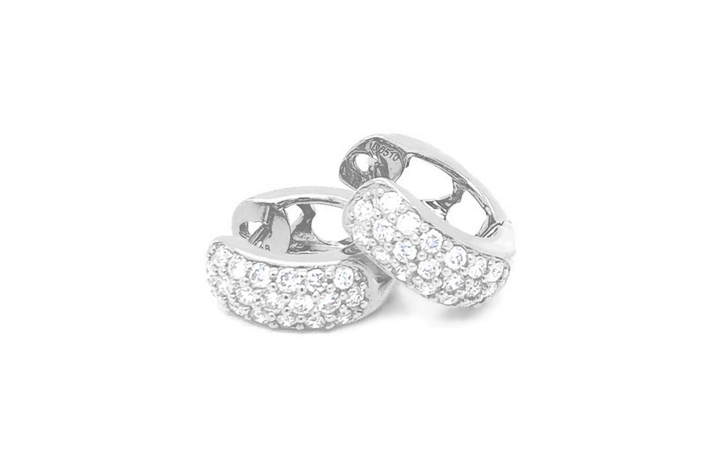 Earrings 18kt Gold Huggies with Diamonds - Albert Hern Fine Jewelry