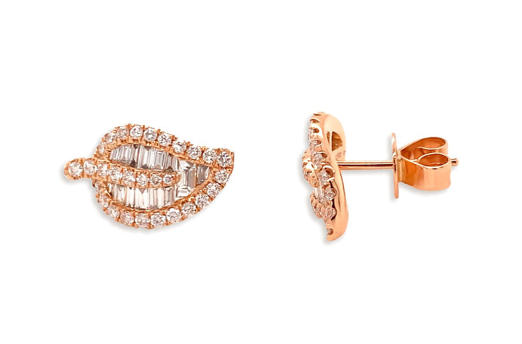 Earrings 18kt Gold Leaf & Diamonds Studs - Albert Hern Fine Jewelry