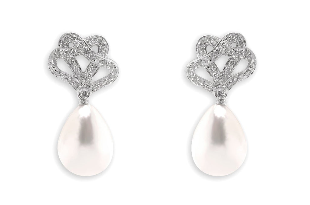 Earrings 18kt Gold Organic Studs with Pearls & Diamonds - Albert Hern Fine Jewelry