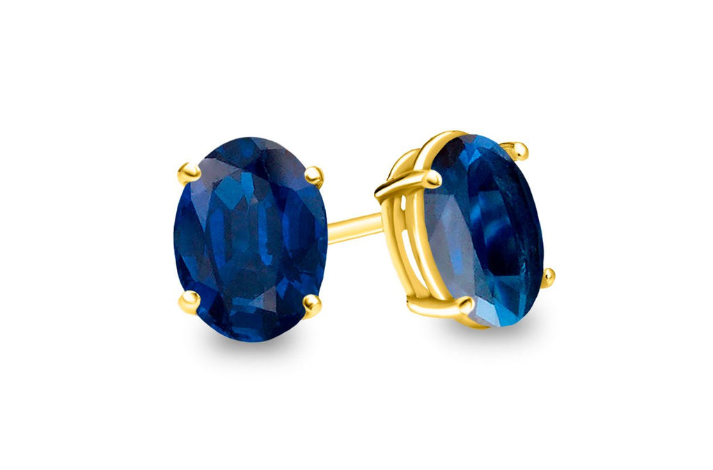 Earrings 18kt Gold Oval Gemstones Studs - Albert Hern Fine Jewelry