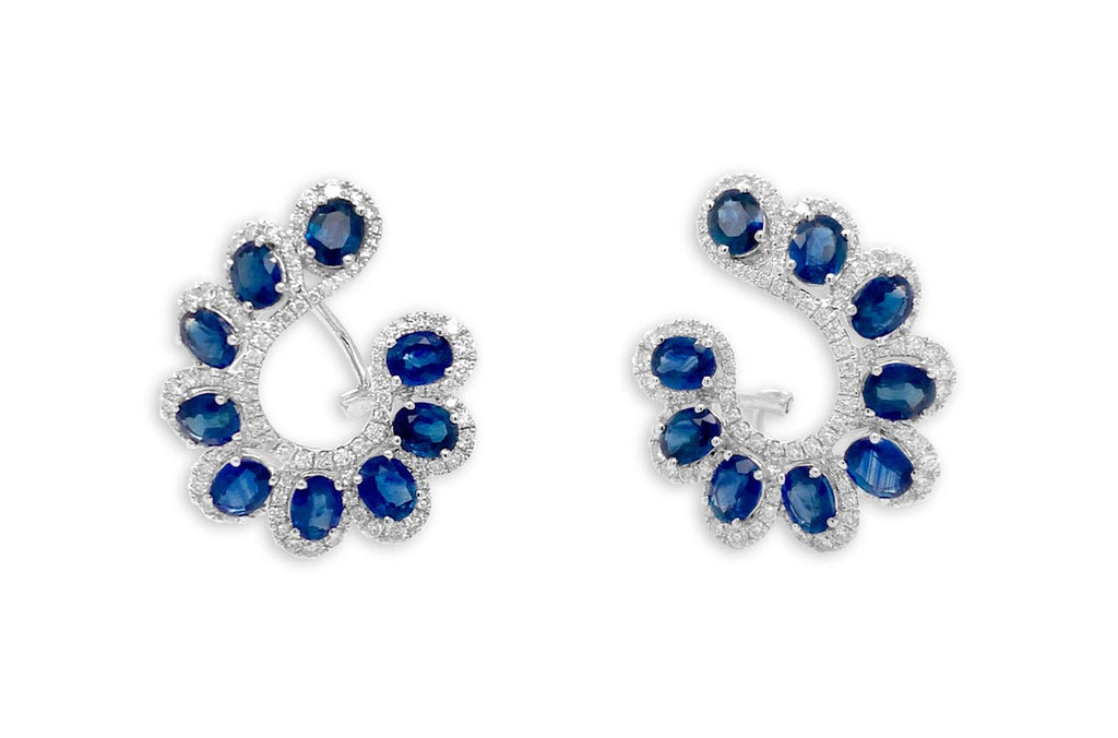 Earrings 18kt Gold Oval Sapphires & Diamonds Look-At-Me - Albert Hern Fine Jewelry