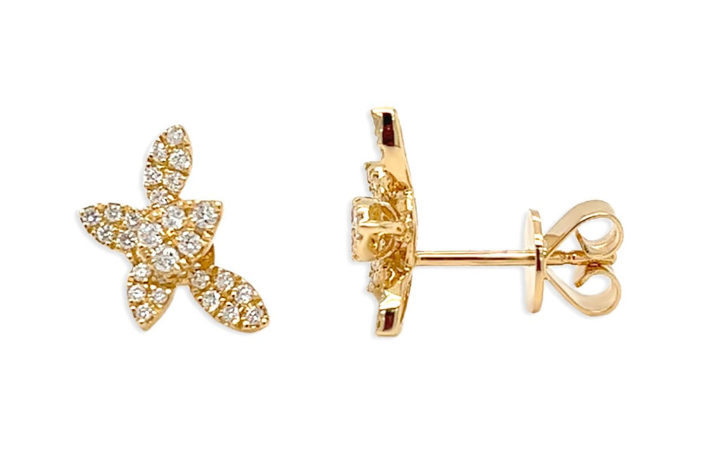 Earrings 18kt Gold Petals & Diamonds Stud - Albert Hern Fine Jewelry